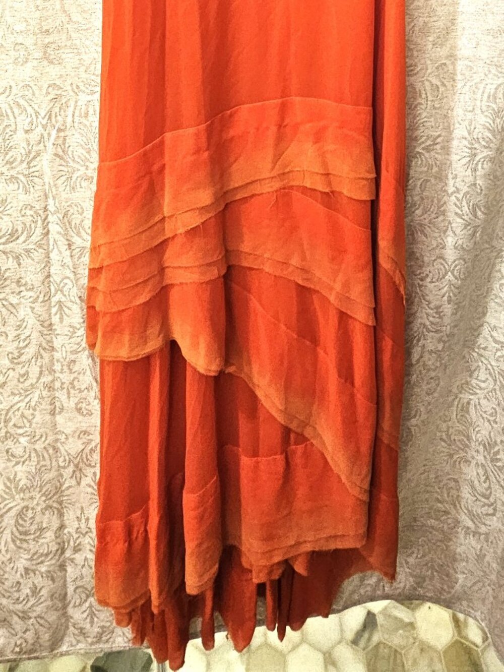 Free People Limited Edition 45 of 50 designer Ryanne ombre paprika chiffon gown - Picture 2 of 11